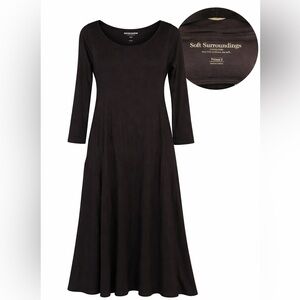 Soft Surroundings Black Maxi Scoop-Neck Dress with Pockets